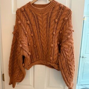 Ulla Johnson Cable Knit Sweater in Warm Brown